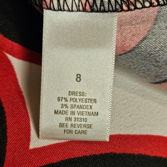 Dress Barn Black Red White Sleeveless Sheath‎ Dress Size 8 - Picture 6 of 7